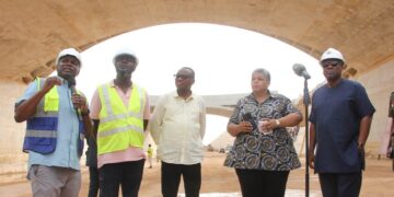 President John Dramani Mahama speaking during his inspection of the Kasoa-Winneba Dualization road projects