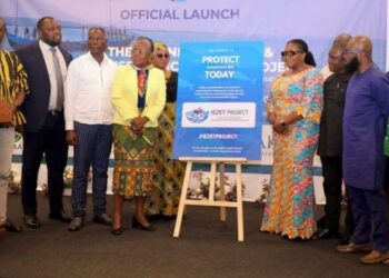 Minister for Fisheries and Aquaculture Development, Hon. Emelia Arthur, at the IEZET Project Launch