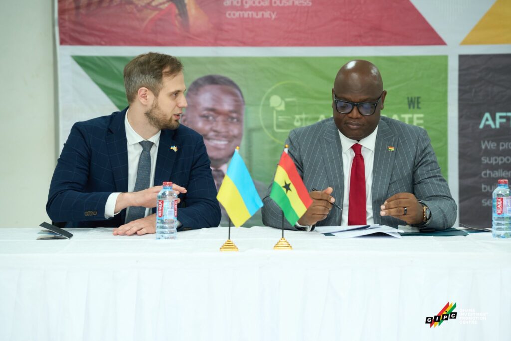 Mr. Simon Madjie CEO of GIPC with Mr. Denis Bashlyk Ukraines Deputy Minister for Economy Environment and Agriculture