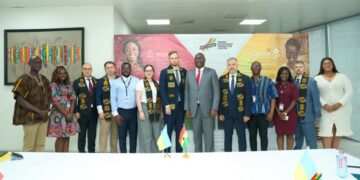 Mr. Simon Madjie, CEO of GIPC, with Mr. Denis Bashlyk, Ukraine’s Deputy Minister for Economy, Environment, and Agriculture and Co