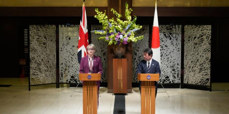 UK Foreign Secretary Yvette Cooper and Japanese Foreign Minister Motegi