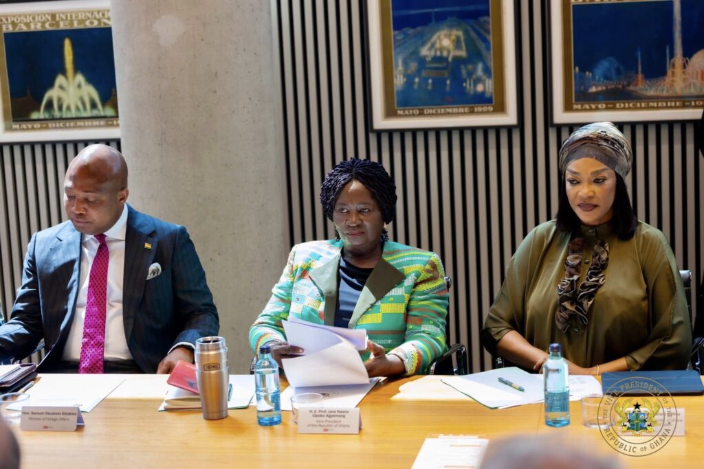 Vice President Professor Jane Naana Opoku Agyemang Hon. Samuel Okudzeto Ablakwa Minister for Foreign Affairs and H.E. Kalsoume Sinare Baffoe Ghanas Ambassador to Spain