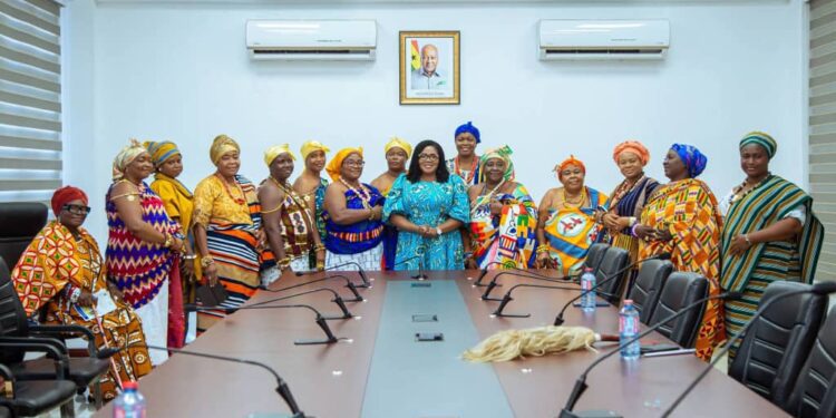 Gender Minister Partners With Queen Mothers To Boost Gender Equality 1 Minister for Gender, Agnes Naa Momo Lartey, with the Queen Mother's Association of Ghana