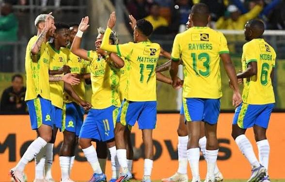 Mamelodi Sundowns players celebrating a goal