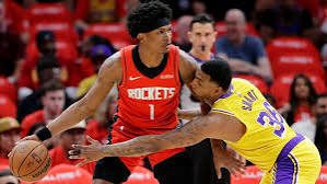 Rockets Refuse to Fold as Thompson Leads Defiant Game 4 Response 3 Amen Thomson protects the ball from with his upper body