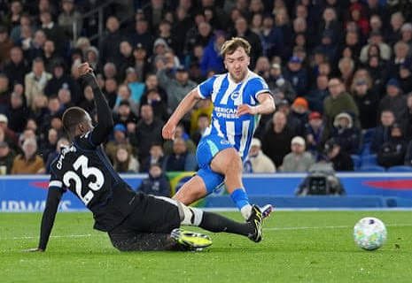 Chelsea Sink as Goal Drought Digs Unwanted Record After Brighton Defeat 1 Jack Helshinwood wins the ball ahead of Chelsea's Trevor Chalobah