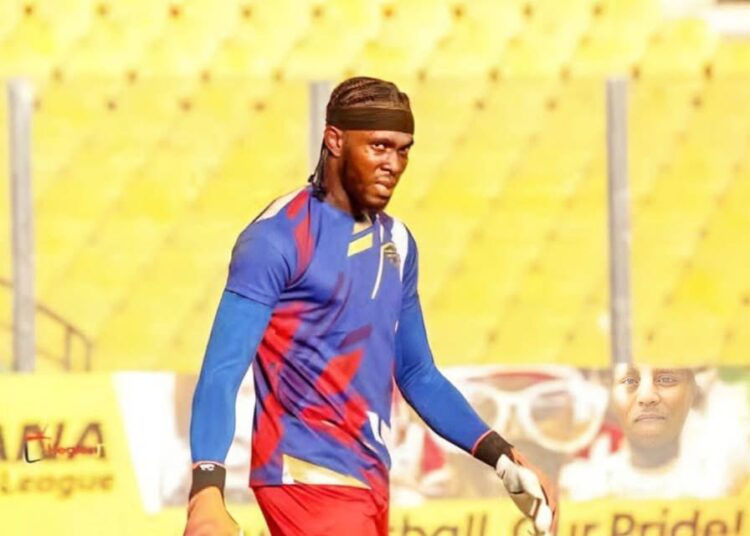 Hearts goalkeeper Solomon Agbasi warms up ahead of a GPL game