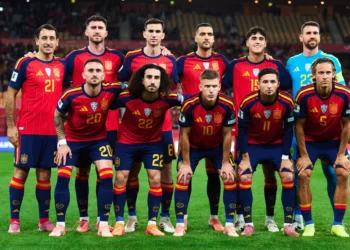 Spain national football team pose for a pre-match photo