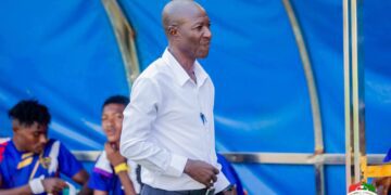 Mas-Ud Didi Dramani in his dugout at the University of Ghana Stadium in Legon
