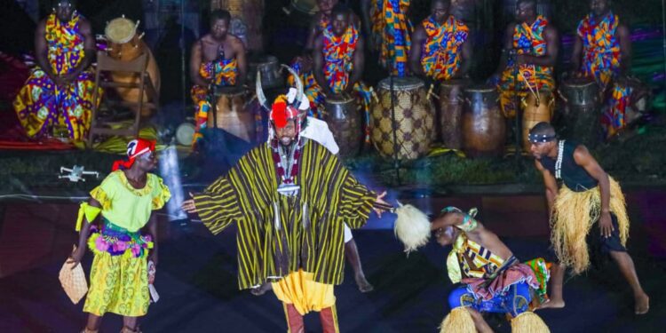 Sports Minister Urges Participants to Experience Ghanaian Culture at Athletics Championship 1 Cultural display during the opening ceremony of the CAA African Senior Athletics Championship in Accra