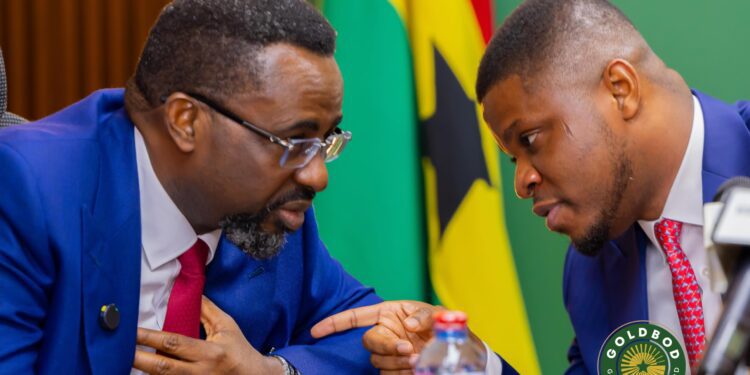 GoldBod Grabs $75 Million from Commercial Banks in Financing Test 1 Goldbod CEO, Sammy Gyamfi with BoG Governor, Johnson Asiama