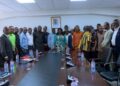 Hon. Elizabeth Ofosu-Adjare, Minister for Trade, Agribusiness, and Industry, with Industry Stakeholders in Rubber Export Ban Meeting