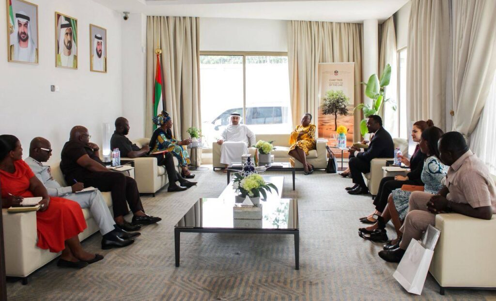 Hon. Emelia Arthur Minister for Fisheries and Aquaculture with H.E. Dr. Abdulla Al Mandoos UAE Ambassador to Ghana and Representatives