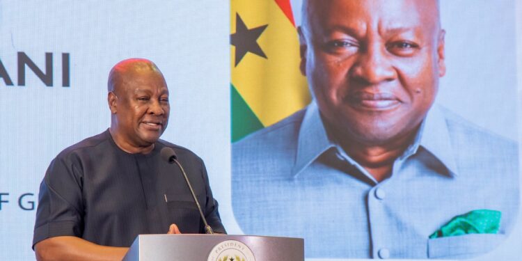 Mahama Orders Full Automation of Work and Residence Permits to Boost FDI 1 President John Dramani Mahama speaking at the launch of Ghana's E-Visa System