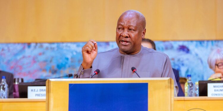 President John Dramani Mahama speaking at the 79th World Health Assembly in Geneva, Switzerland