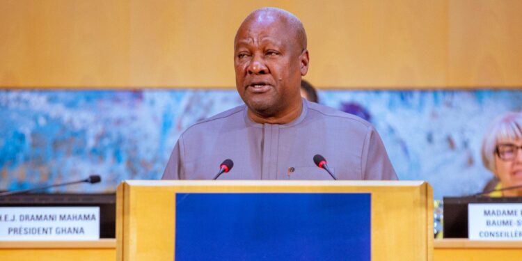 President John Dramani Mahama speaking at the 79th World Health Assembly in Geneva, Switzerland