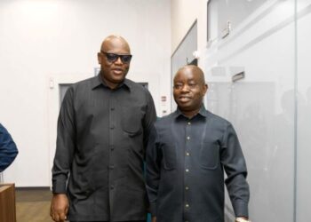Mr. Simon Madjie, GIPC CEO, and Hon. Sampson Ahi, Deputy Minister for Trade, Agribusiness, and Industry, at the Ghana-EU Dialogue