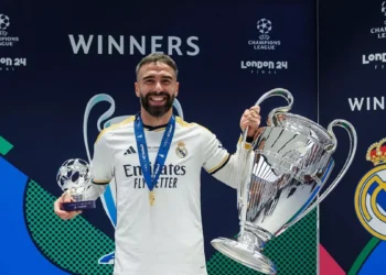 Real Madrid Confirm Carvajal Departure After 23-Year Association 6 Dani Carvajal displays the Uefa Champions League trophy together with his man of the match award in 2024 UCL final