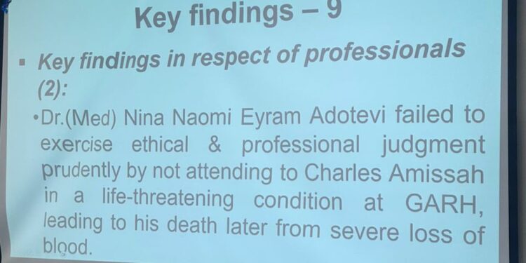A picture frame of Prof Akosah's Committe Finding