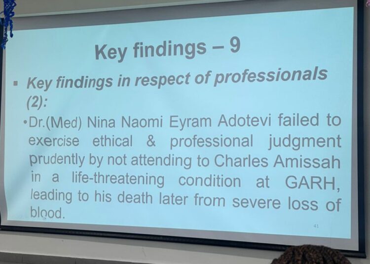 A picture frame of Prof Akosah's Committe Finding