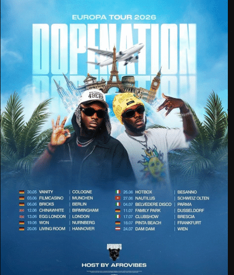DopeNation Set to Tour Europe this Summer with 'Kakalika' 1 Dope Nation Europa Tour 2026 flyer
