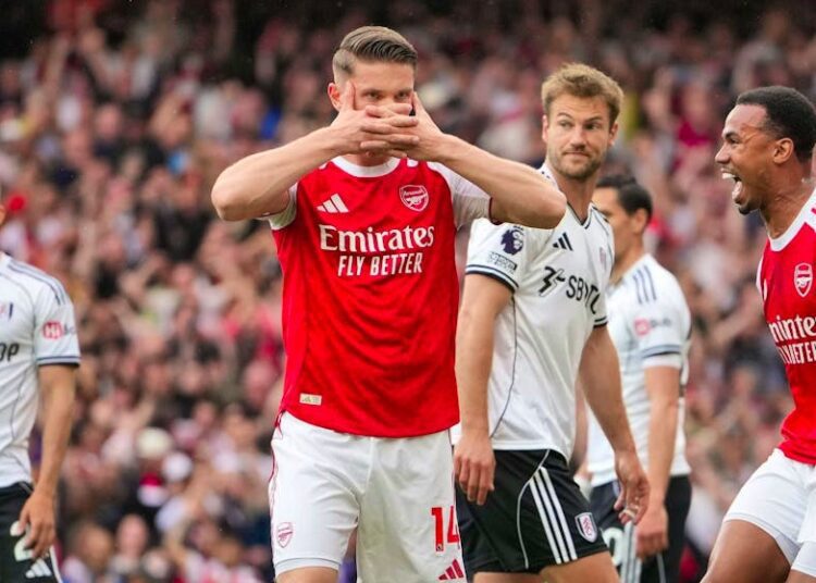Arsenal Beat Fulham to Go Six Points Clear 1 Victor Gyokeres puts up his mask celebration after scoring against Fulham at the Emirates Stadium