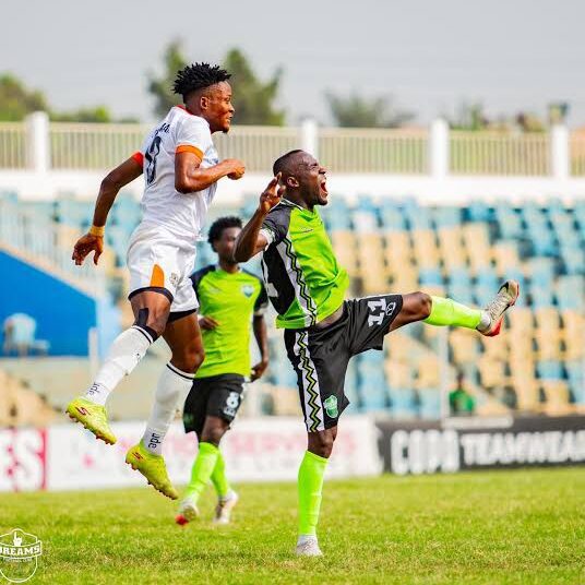 Nations FC and Dreams FC clash in the GPL at the Dr. Kwame Kyei Sports Complex in Abrankese
