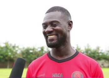 Coach Nana Kweku Agyemang speaking to the Vision FC media team
