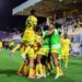 Black Queens celebrate after scoring at the 2025 WAFCON in Morocco