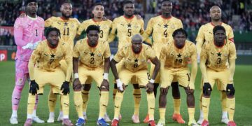 Black Stars players pose for pre-match photo