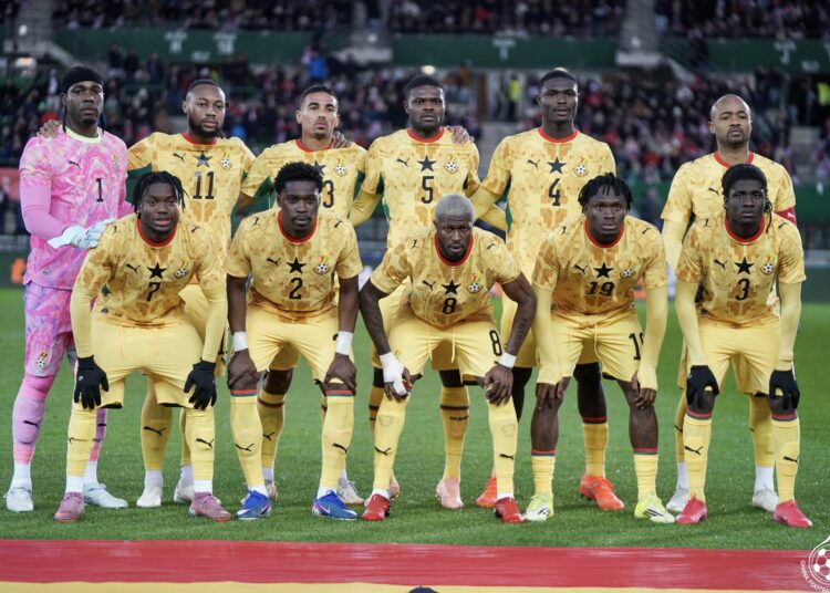 Black Stars players pose for pre-match photo