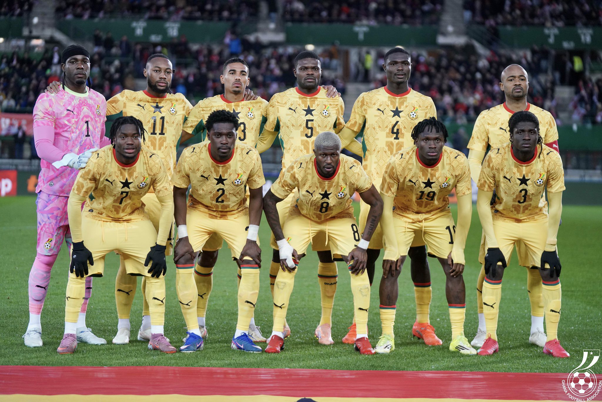 Black Stars players pose for pre-match photo