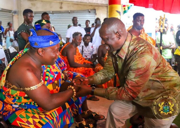 Lands Ministry Partners Traditional Leaders for Sustainable Mining Operations 1 Hon. Emmanuel Armah-Kofi Buah with Oseadeeyo Dr. Frimpong Manso IV