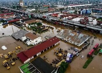 Aerial view of Accra Flood after heavy Monday downpour
