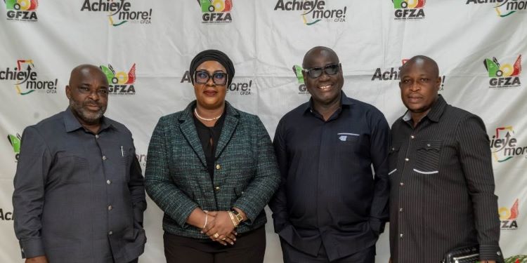GFZA Seeks Statutory Updates to Maximize Continental Trade Benefits 1 Dr. Mary Awusi, GFZA CEO, with Hon. Alexander Roosevelt Hottordze, Chairman of the Parliamentary Select Committee on Trade, Industry and Tourism, and Team