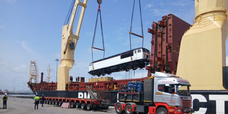 Ghana Boosts Rail Network with 2 New Locomotives, 20 Freight Wagons 1 Locomotive Cleared from Tema Harbour for Tema–Mpakadan Railway Operations