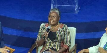 Hon. Emelia Arthur, Minister for Fisheries and Aquaculture Development, at the Neptune Forum in Paris