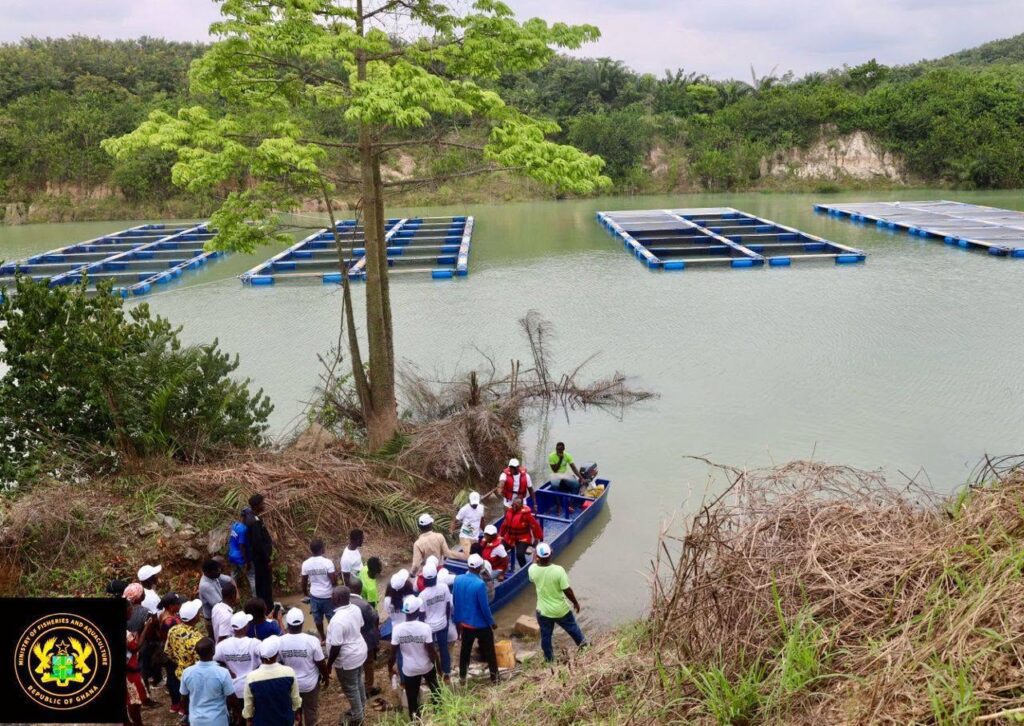 Hon. Emelia Arthur Minister for Fisheries and Aquaculture Development with RB Farms and Representatives Launch Komfueku Shama Aquaculture Project