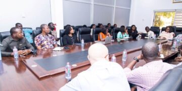 Mr. Tsonam Cleanse Akpeloo, Accra Regional Chairman of the AGI, and Team with EPA Officials