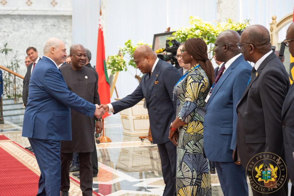Ghana’s $114 Billion Economic Turnaround Anchors Alliances at Minsk Business Forum 2 President John Dramani Mahama and Belaruss President Alexander Lukashenko with Ghanaian State Officials