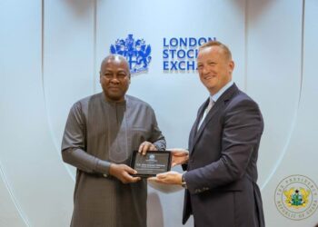Mahama Rings London Bell, Woos Global Investors to GSE