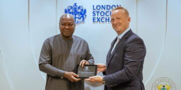 Mahama Rings London Bell, Woos Global Investors to GSE
