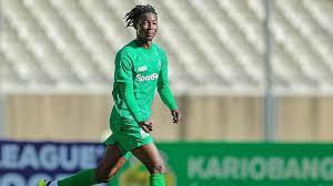 Ghanaian midfielder Enock Morrisson reels away in celebration after scoring for Gor Mahia in the Kenya Premier League