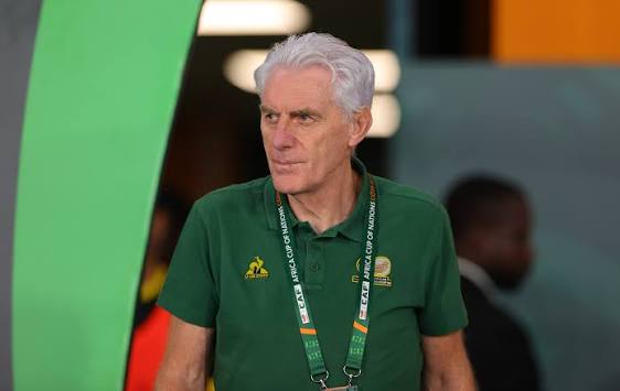 Hugo Broos Urges Bafana Bafana to Stick to Game Plan in World Cup Opener 1 Bafana Bafana head coach, Hugo Broos on the touch line during the 2023 AFCON in Ivory Coast