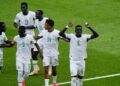 Players of the Terranga Lions celebrating one of the goals against Iraq