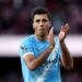 Rodrigo claps in appreciation of the support from the Etihad crowd