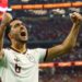 Mikel Merino celebrates after scoring the winner against Portugal