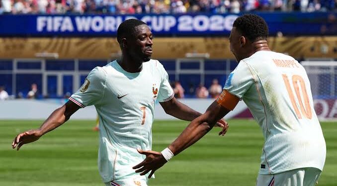 France Soar Past Morocco to Secure Semi Final Berth 1 Ousmane Dembele and Kylian Mbappé celebrating after scoring against Morocco