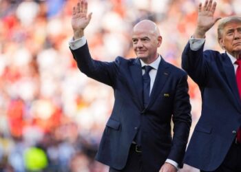 FIFA President Gianni Infantino (left) and US President Donald J. Trump (right)