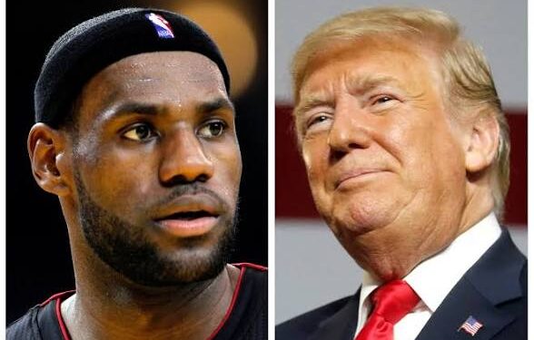 A split image of LeBron James (left) and Donald Trump (right)